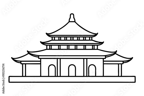 taiwanese temple silhouette vector icon