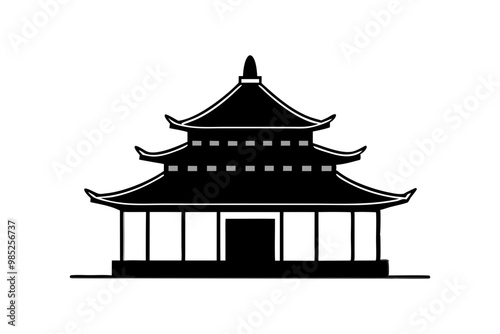 taiwanese temple silhouette vector icon