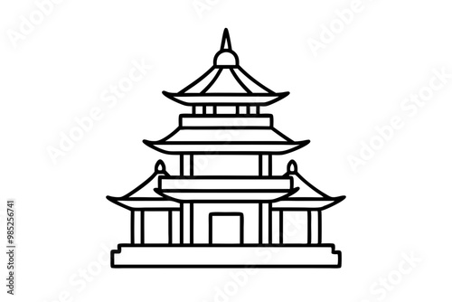 taiwanese temple silhouette vector icon