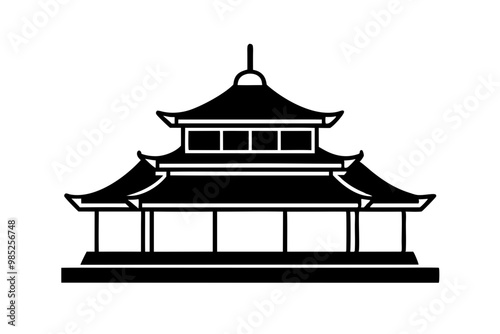 taiwanese temple silhouette vector icon