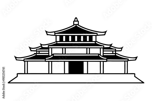 taiwanese temple silhouette vector icon