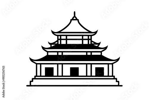 taiwanese temple silhouette vector icon