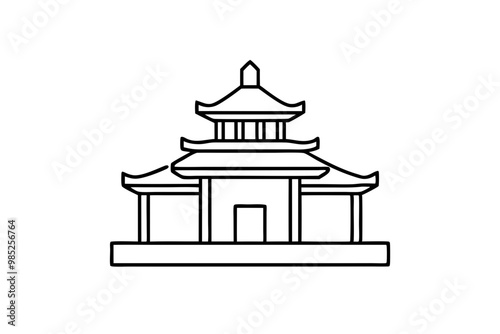 taiwanese temple silhouette vector icon