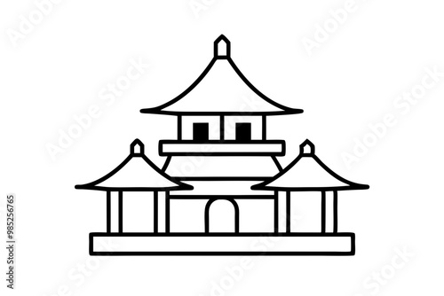 taiwanese temple silhouette vector icon