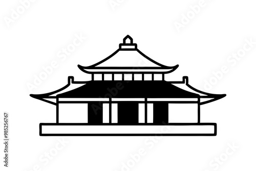 taiwanese temple silhouette vector icon