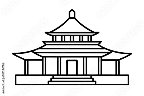 taiwanese temple silhouette vector icon