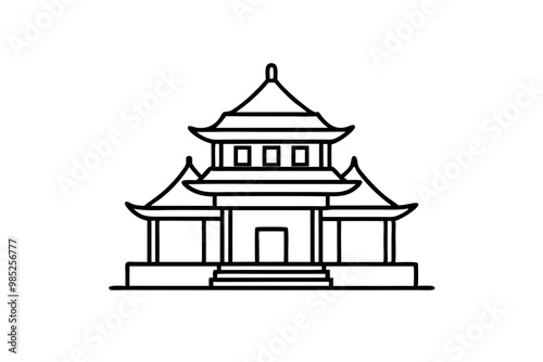 taiwanese temple silhouette vector icon