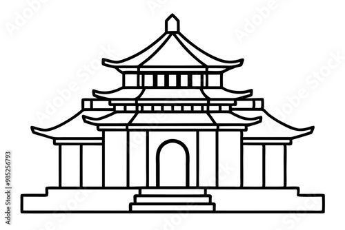 taiwanese temple silhouette vector icon