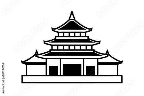 taiwanese temple silhouette vector icon