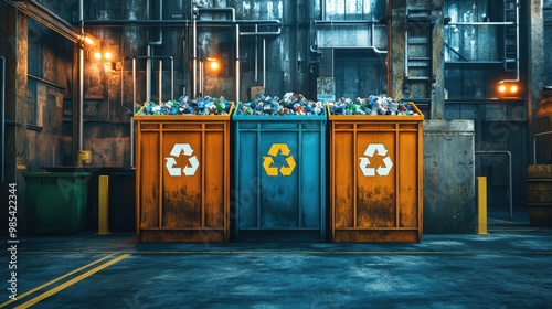 Recycling Bins in Urban Industrial Setting