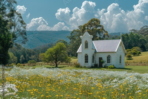 Serene White Church on the New South Wales Prairie