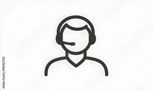 Black and white line art icon of a customer service representative.