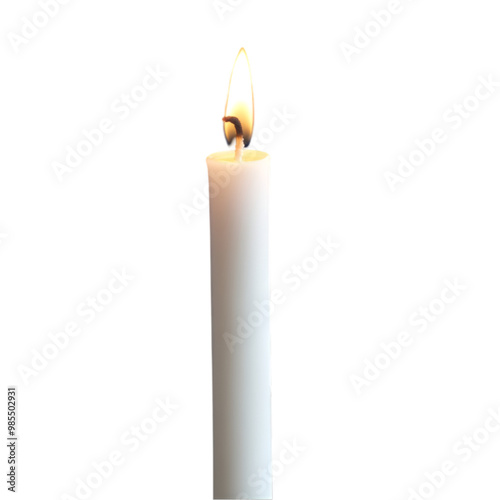 Candle PNG cutout on white and transparent background.