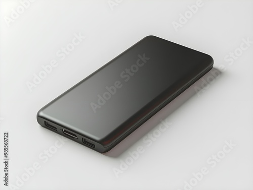 Clean and modern mockup of a black power bank 