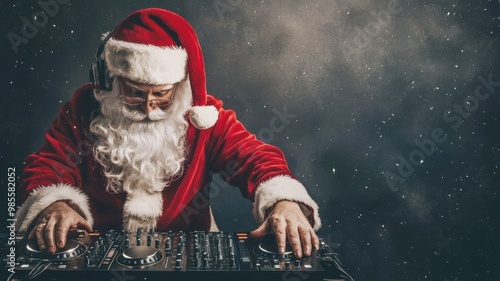 Santa Claus as DJ at a Festive Christmas Party