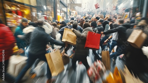 Shoppers rushing and fighting over discounted products on black friday