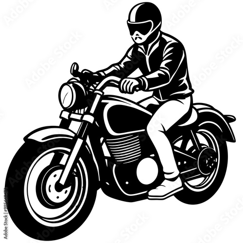 A motorcyclist in action vector illustration on white background