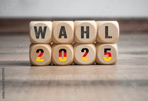 Light box, cubes, dice or blocks with the german word - bundestagswahl 2025 - german bundestag election