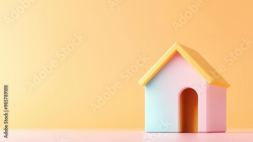 Mortgage insurance, protecting a house and finances, 3D illustration, copy space for text,