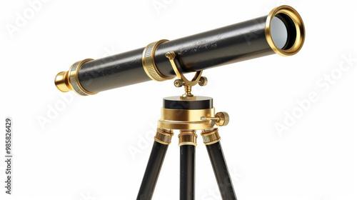 Telescope for observing celestial objects isolated on white background