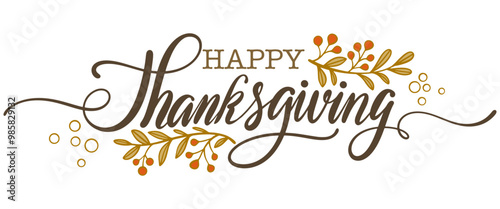 happy thanksgiving lettering calligraphy text brush vector Eps