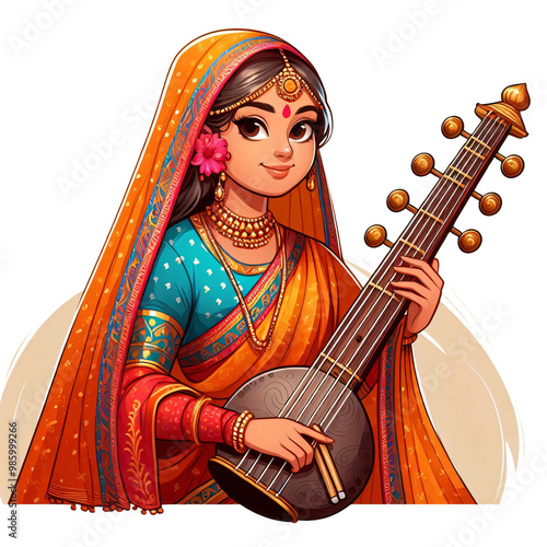 Indian women playing sitar 