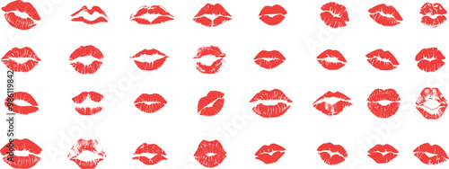 Lipstick kiss with lips print. Vector kiss mark imprint