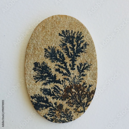 Oval psilomelane dendrite fossil