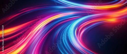 abstract glow blue and purple curved light lines background