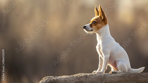 A playful Toy Fox Terrier sitting on a , showcasing its small stature and lively personality