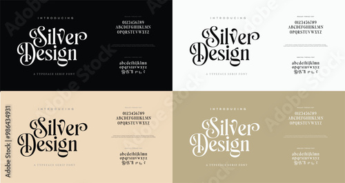 Collection of silver design premium font. Abstract Fashion font alphabet. Minimal modern urban fonts for logo, brand etc. Typography typeface uppercase lowercase and number. vector illustration