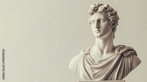 Elegant classical bust statue on a light background. artistic representation of historical figure in sculpture form. perfect for educational and cultural themes. ai. Sculpture. Illustration