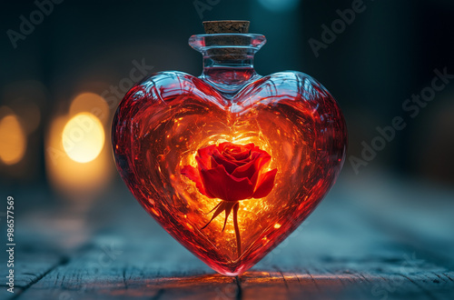 Glittering Crimson Potion of Passion with a Rose Essence