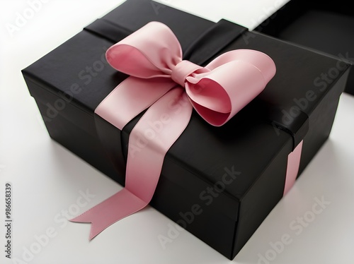 Charming Black Gift Box with Pink Satin Bow for Romantic Gifts