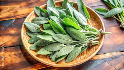 Spinach in a wooden platen on a wooden table