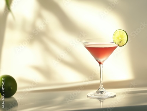 Classic Cosmopolitan Cocktail with Lime Twist