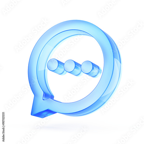 Chat icon, Message symbol, Speech bubble with text lines - 3d rendering