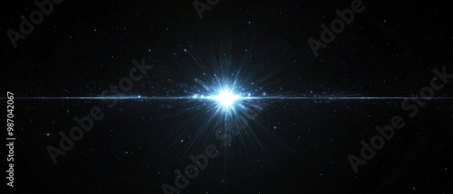 Abstract Cosmic Light Burst in Blue Space Background