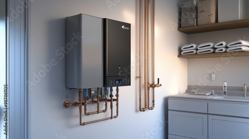 Sleek Tankless Water Heater Installed in Modern Utility Room