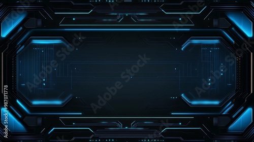 Abstract futuristic blue digital technology interface with lines and glowing lights for digital screens, presentations, and backgrounds.