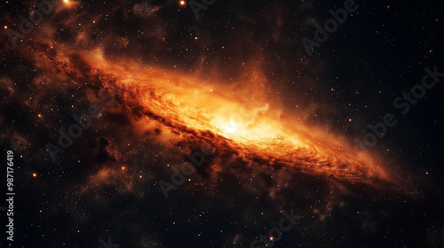 view from space to a galaxy and stars , space galaxy background , a galaxy nebula