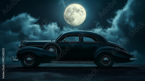 Spooky Black Vintage Car 