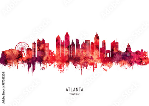 Atlanta Georgia Skyline Red