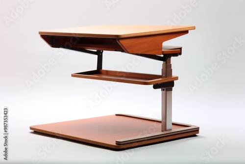 A standing desk with an adjustable height mechanism, promoting ergonomic posture and reducing back strain