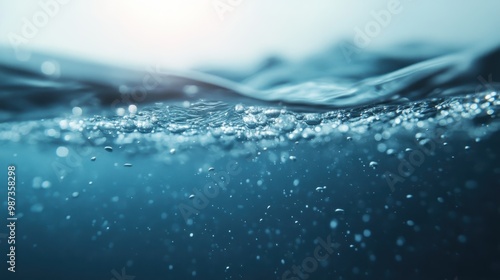 A close-up shot capturing the dynamic and tranquil underwater surface, dotted with bubbles, offering a calming and soothing visual that's both refreshing and mesmerizing.