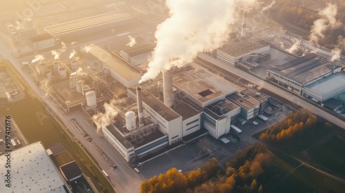 A factory implementing pollution prevention measures, such as cleaner production techniques and waste reduction strategies