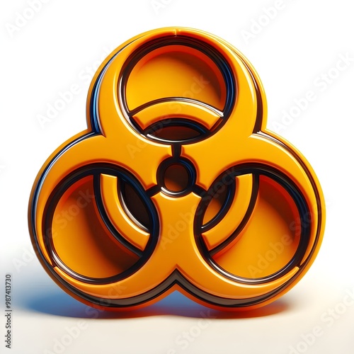 biohazard icon, yellow 3d sign