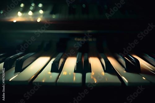 A dramatic image of a grand piano illuminated by a single spotlight in an otherwise dark room, Generative AI