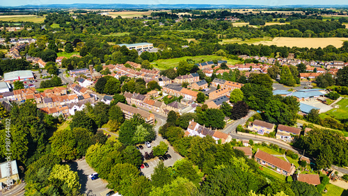 Aerial View of a Picturesque Village in Ripon, North Yorkshire, UK