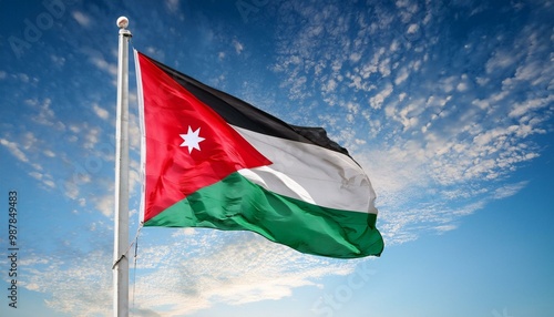 ヨルダンの国旗(waving national flag of Jordan.) 